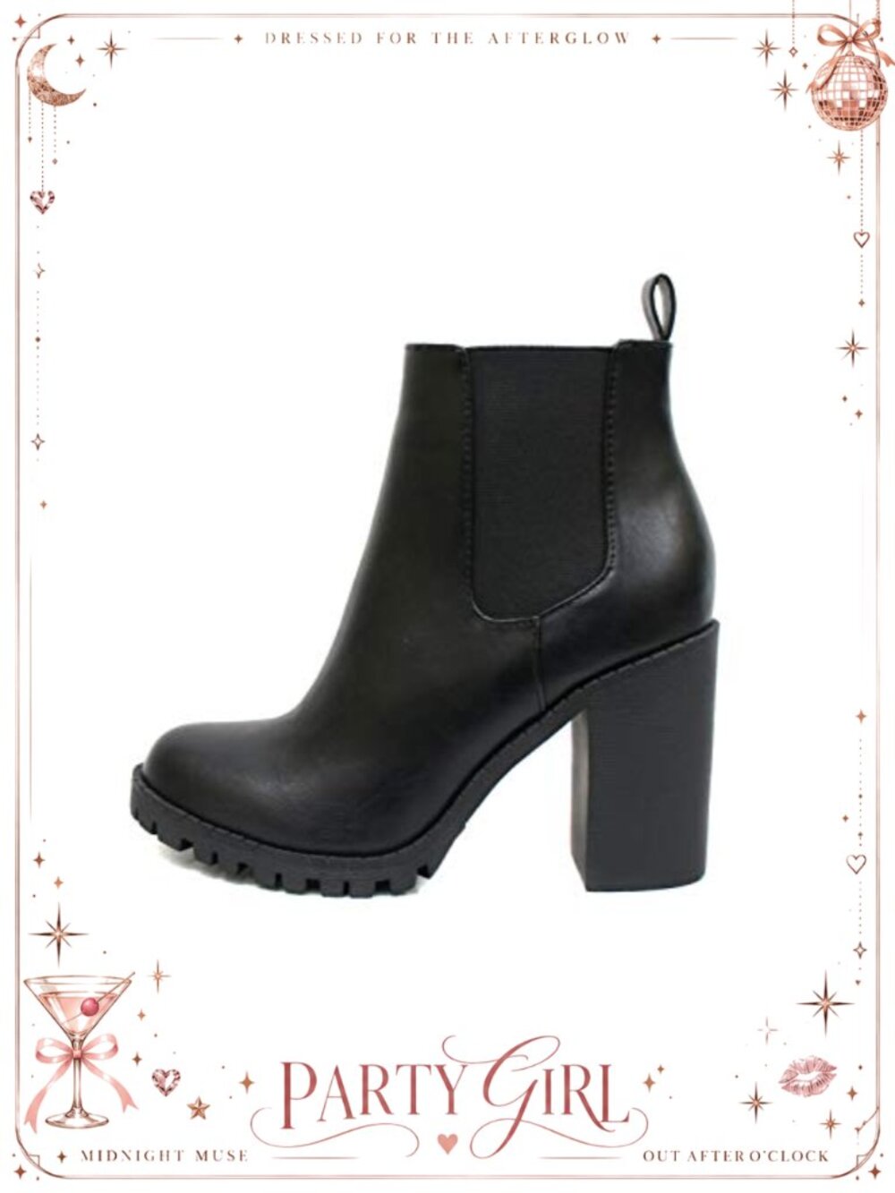 Womens Combat Ankle Bootie Lug Sole Block Heel Elastic Gore